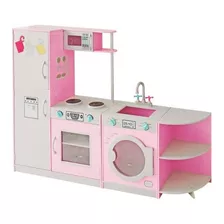 Cocina Infantil Cocinita Rosa Rosada Lavarropas Heladera 