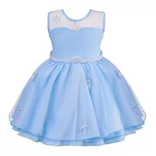 Vestido Festa Princesa Frozen Com Capa Azul Frete Grátis