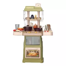 Cozinha Infantil Completa Slim Vapor Som 47 Acessórios 66cm Cor Verde