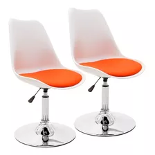 Par Sillas Tulip Eames X2 Blanca Con Base Colores Premium