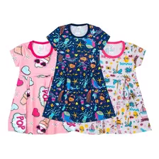 Vestido Infantil Verão Soltinho Roupa Infantil Kit 3 Peças