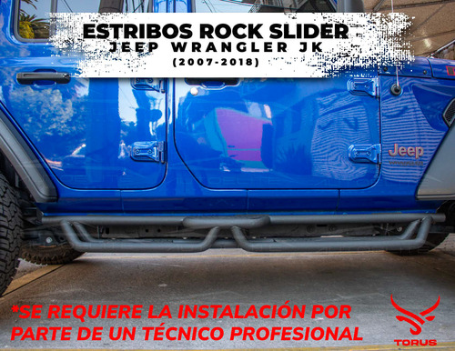 Estribos De Acero Rock Slider Jeep Jk 4 Puertas 07-18 Torus Foto 5