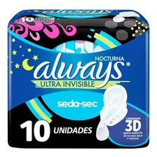 Toallas Femeninas Always Ultrafina Nocturna Seca Con Alas 10 Toallas