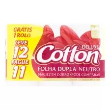 Papel Higiênico Cotton Deluxe Folha Dupla 30 M De 12 Un