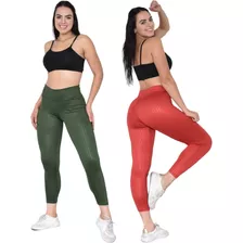 Combo 2 Calça Legging Texturizada 3d Treino Cintura Alta