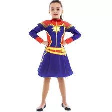 Fantasia Capitã Marvel Clássica Tamanho P 3-4 Anos Regina