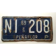 Placa Patente Antigua Peñaflor 69. J