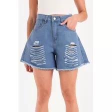 Short Mujer Mom Acampanado Con Pinzas Bermuda Jean