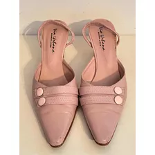 Sandalias En Punta Taco Kitten Heel Rosa Soñadas Trend