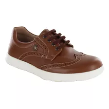 Zapato Tenis Audaz 434701-m Piel Vacuno Café Claro Niño/jove