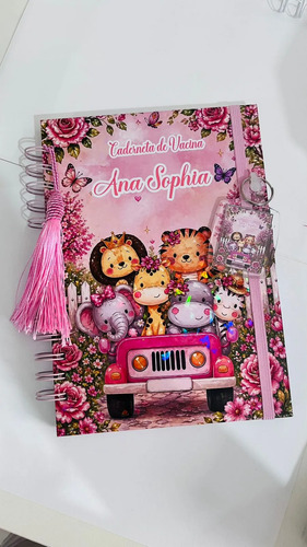 Caderneta De Vacinação Safari Menina Rosa Chiclete Rosa-chiclete