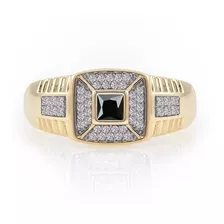 Anillo Caballero Franco Oro, Zirconia Negra 14k