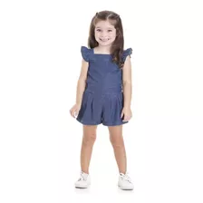 Macaquinho Infantil Menina Princesa Jeans Tmx