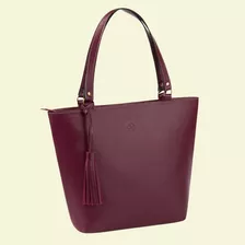 Bolsa De Couro Legítimo Feminina Tote Bella Cor Marsala