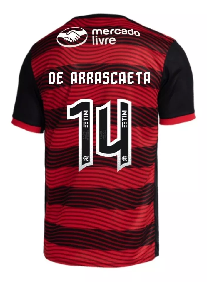 Camisa Flamengo Jogo 1 adidas 2022 - Kit Pat + Arrascaeta 14