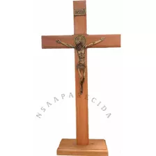 Crucifixo Parede Mesa Grande Madeira Natural Reforçada 36cm