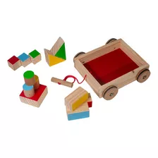 Juego Didactico Carro De Arrastre Bloques Madera Montessori