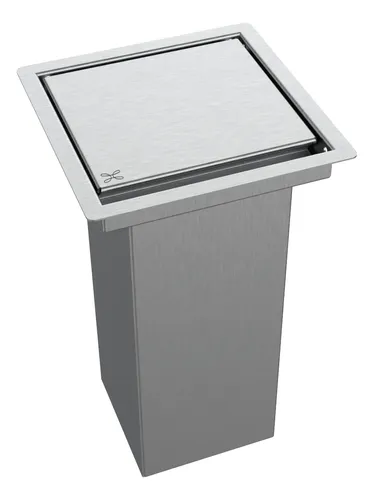 Lixeira Inox Quadrada 15x15 Embutir 2 L Para Bancada Cinza