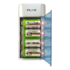 Carregador De Pilhas Flex Com 4 Pilhas D Grande Fx C06