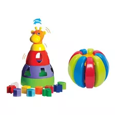 Brinquedos Girafa E Bola Gomos Educativo Infantil Bebê