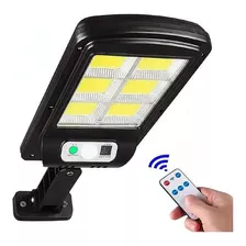 Mini Luminária Led Solar 120cob Parede Refletor Poste Sensor Cor Preto