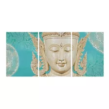 Quadro Decorativo Buda Azul 70x150 - 3 Peças