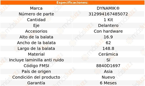 Balatas Ceramicas Del Acura Rdx V6 3.5l 14/17 Dynamik Foto 3