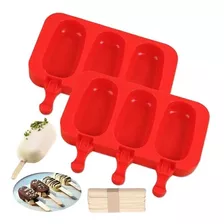 Pack 2 Moldes Silicona Paleta De Helado Con Tapa Y 200 Palos