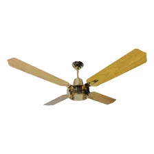 Ventilador De Techo Dorado C/palas De Madera Roble/cedro