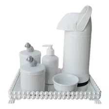 Kit Higiene Bebê Porcelana Pote Algodão Térmica K023 Ovelha