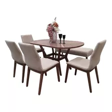 Comedor Avalon 4 Sillas 1 Banca Nogal Americano