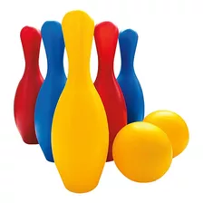 Jogo De Boliche Brinquedo Infantil C/6 Pinos + 2 Bolas 28cm