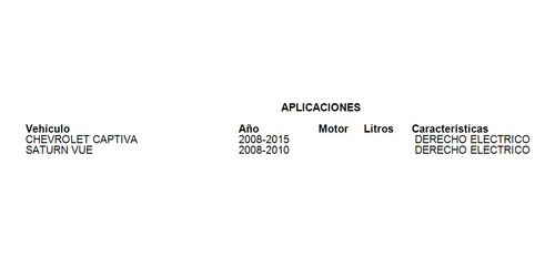 Espejo Retrovisor Derecho Saturn Vue 2010 Electrico Tyc Foto 2