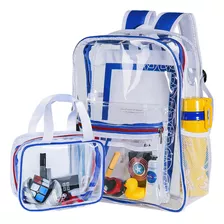 Forstree Mochila Transparente De 2 Piezas, Azul+blanco-grand