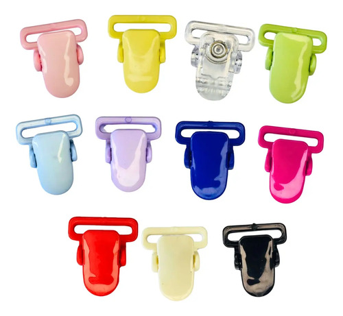 Clip Jacaré Base Prendedor Chupeta 25x42 10 Pçs Multicolors Multicolors