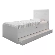 Cama Baú Solteiro Larissa Branco Com Aux. Com Colchões