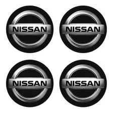 Jogo Emblema Resinado Nissan Preto Roda Calota Centro 48mm