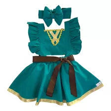 Jardineira Romper Body Roupa De Bebe Princesa Merida Valente