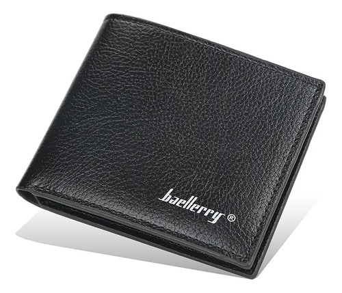 Cartera Hombre Baellerry Cuero Tarjetero Clásica Billetera Negro Liso