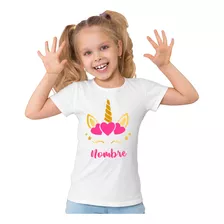 Remera Algodon Cara Unicornio Personalizada Con Nombre 