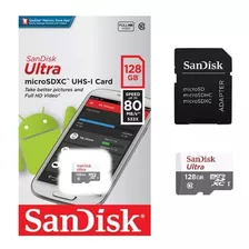 Cartão De Memória 128gb Cl10 Sandisk Micro Sd Ultra Adapt Sd