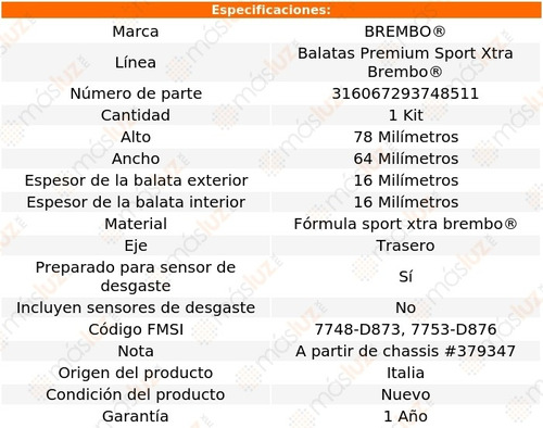 Balatas Sport Xtra Traseras Mercedes-benz E420 97 Brembo Foto 3