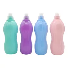 Botella Plastica 500cc Tapa Pushpull Colores Pastel X 12 U
