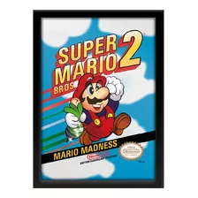 Quadro Retrogame Capa Super Mario Bros 2 Nes 33x45 Cm