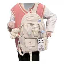 Mochila Kawaii Hidrófugo Colegio Nailon Niña Linda Peluche