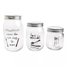 Recipiente 1400ml Letras Tapa Silver Just Home Collection