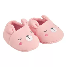 Pantufa Infantil Urso Rosa Bebês Antiderrapante - Buba