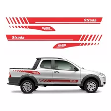 Adesivos Para Fiat Strada Hard Working Cabine Dupla 20217 Cor Vermelho