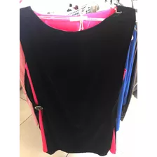 Vestido Uma De Terciopelo Negro Con Fucsia Talle 3