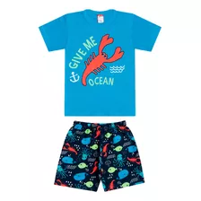 Conjunto Infantil Masculino Camiseta + Bermuda Verão 1 Ao 8